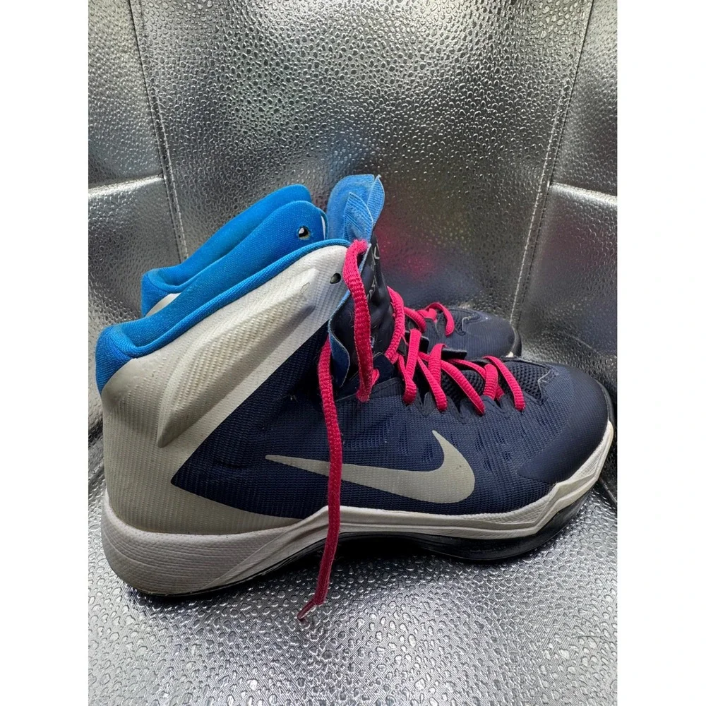 Nike Hyperquickness Navy Blue Pink Basketball Shoes 599515-401 Womens 9